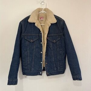 Levi's‎ Blue Denim Trucker Sherpa Jacket Vintage Sz 36R